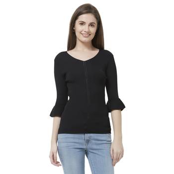 Black printed rayon tops 1