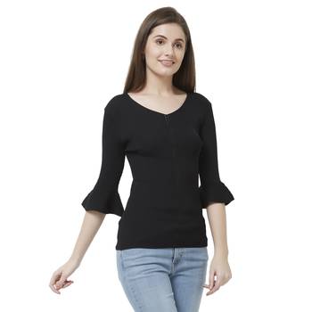 Black printed rayon tops 2