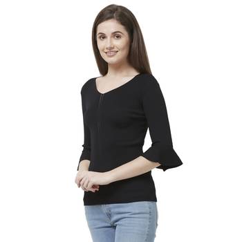 Black printed rayon tops 3