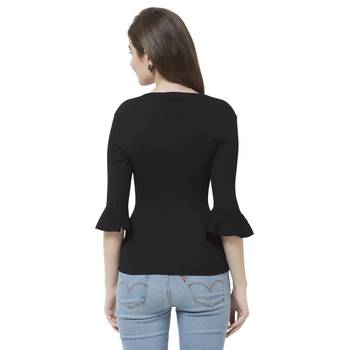 Black printed rayon tops 4