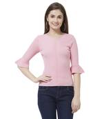 Pink printed rayon tops