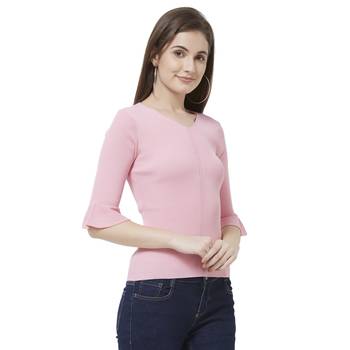 Pink printed rayon tops 2