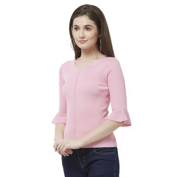 Pink printed rayon tops 3