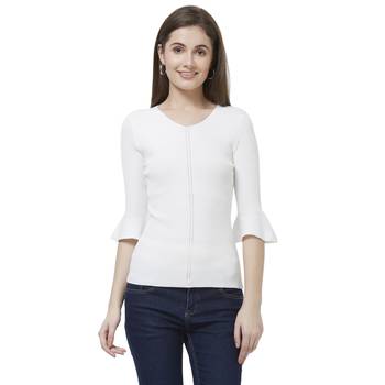 Off white printed rayon tops 1