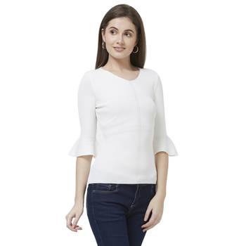 Off white printed rayon tops 2