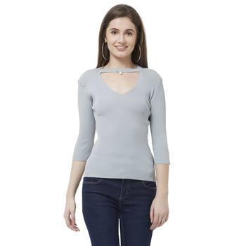 Blue printed rayon tops 1