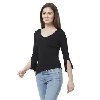 Black printed rayon tops 3