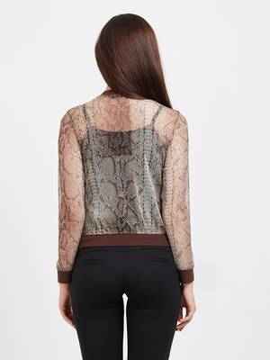 Beige printed polyester tops 2
