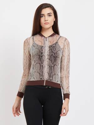 Beige printed polyester tops 5