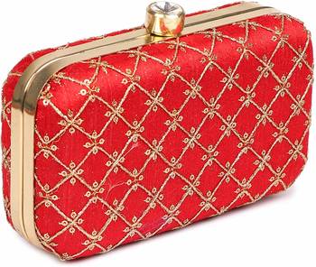 Embroidered Party Clutch Bag Black & Gold 2