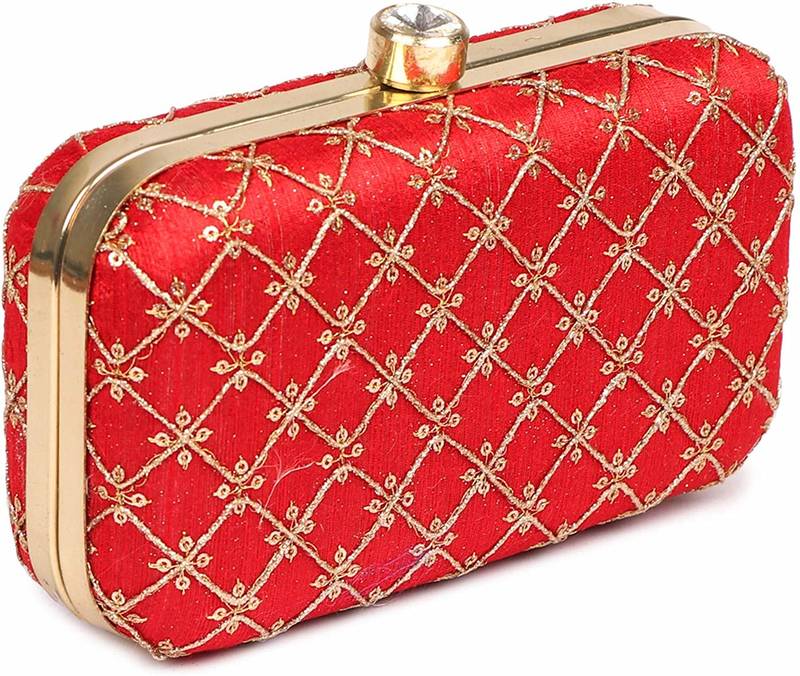 Embroidered Party Clutch Bag Black & Gold