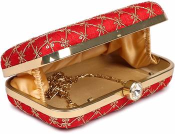 Embroidered Party Clutch Bag Black & Gold 4
