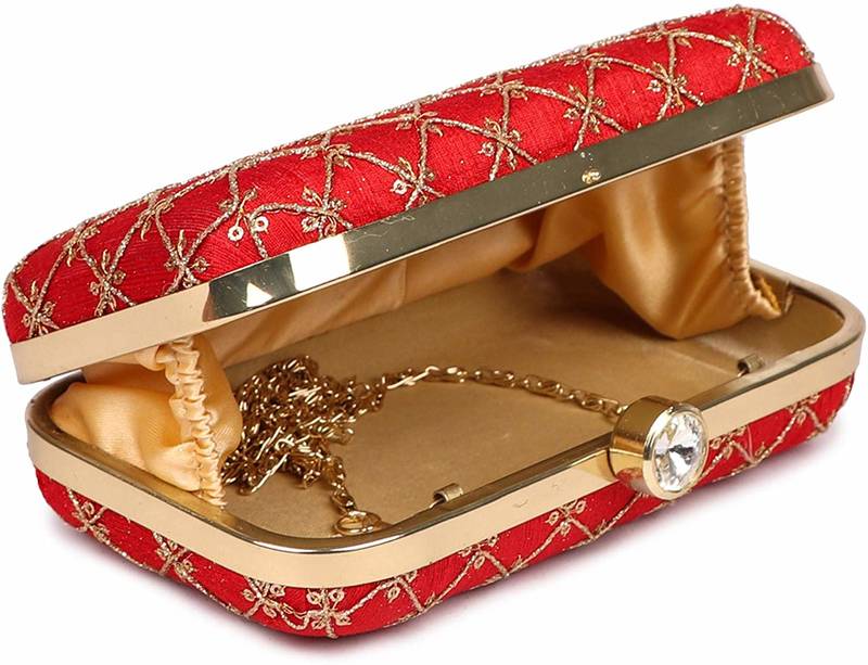 Embroidered Party Clutch Bag Black & Gold