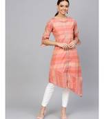 Peach Self A-Line Chanderi Kurta