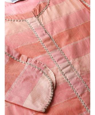 Peach Self A-Line Chanderi Kurta 4