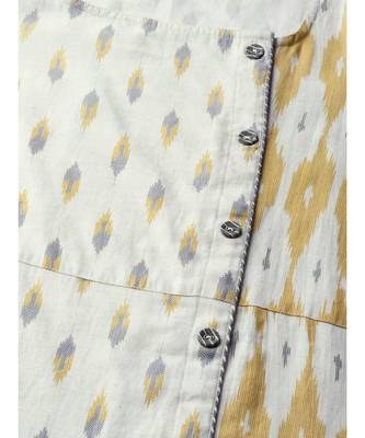 Off White Geometric Straight Cotton Slub Kurta 4