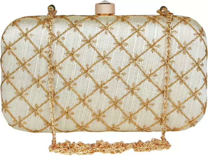 PARTY CLUTCH BAG WHITE & GOLD