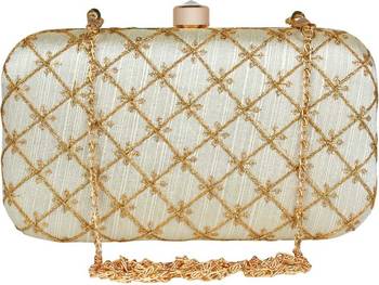 Party Clutch Bag White & Gold 1