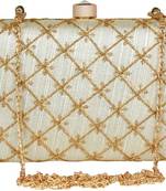 Party Clutch Bag White & Gold