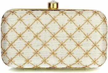 Party Clutch Bag White & Gold 2
