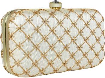 Party Clutch Bag White & Gold 3