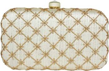 Party Clutch Bag White & Gold 4