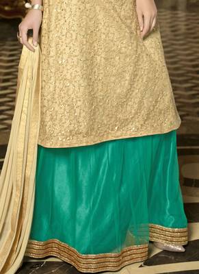 Beige embroidered net salwar 3