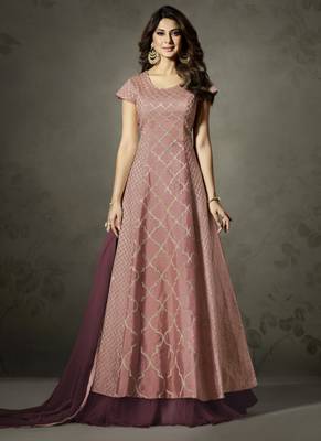 Mauve embroidered silk salwar 1