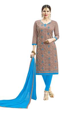 Light brown embroidered cotton salwar 1