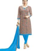 Light brown embroidered cotton salwar