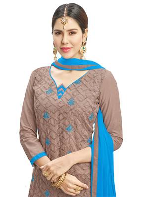 Light brown embroidered cotton salwar 2