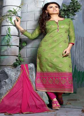 Olive embroidered chanderi salwar 1