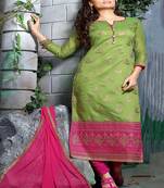 Olive embroidered chanderi salwar