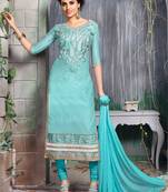 Sky blue embroidered chanderi salwar
