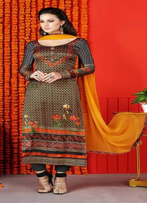Black printed satin salwar 1