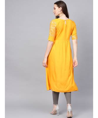 Sequins And Kantha Work Foil Printed Flared Kurta 3