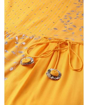 Sequins And Kantha Work Foil Printed Flared Kurta 5