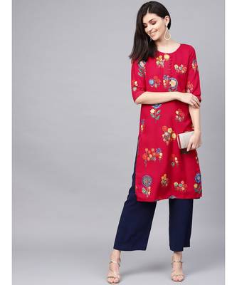 Zari Work Placket Gold Printed Straight Pink Kurta 2