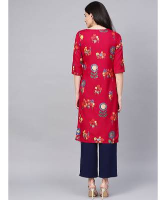 Zari Work Placket Gold Printed Straight Pink Kurta 3