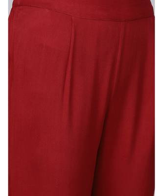 Zari Detailing A-Line Kurta With Maroon Pant And Dupatta 6