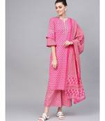 Printed Straight Kurta With Printed Palazzo And Dupatta