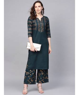 Printed Straight Kurta With Printed Palazzo 2