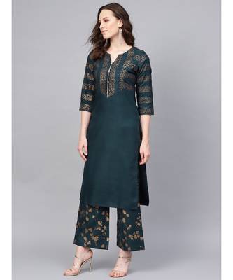 Printed Straight Kurta With Printed Palazzo 4