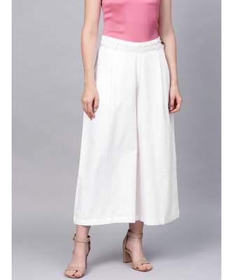 White Buttons and Hook Eye Closure Solid Palazzo 1