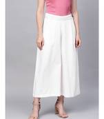 White Buttons and Hook Eye Closure Solid Palazzo