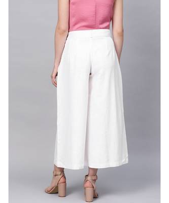 White Buttons and Hook Eye Closure Solid Palazzo 3