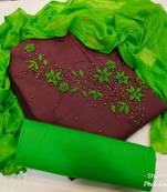 Brown Embroidered Cotton Salwar