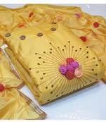 Yellow beads cotton salwar