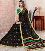 Black Printed Georgette saree with blouse