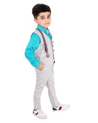 Green printed cotton silk boys-suit 2